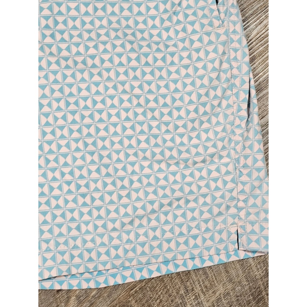 J. Crew Mens Blue Geometric Print Board Shorts Swim Trunks Size 34 7 Inch Inseam - Picture 5 of 9